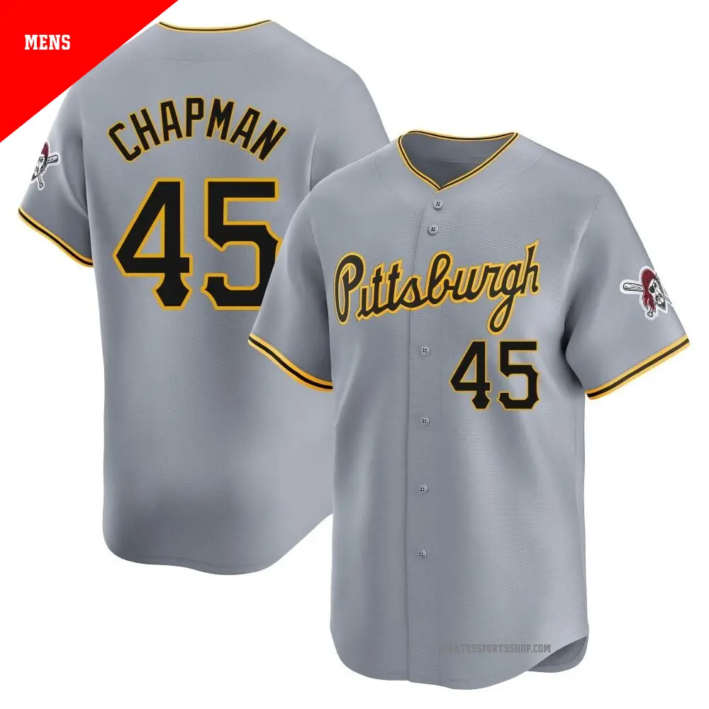 Men s 45 Aroldis Chapman Pittsburgh Pirates Gray Limited Away Jersey